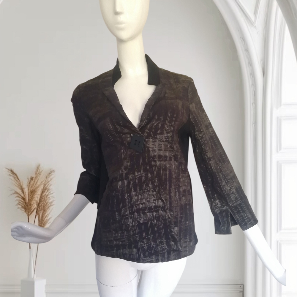 Joseph Ribkoff Black Crinkled Single-Button Blazer